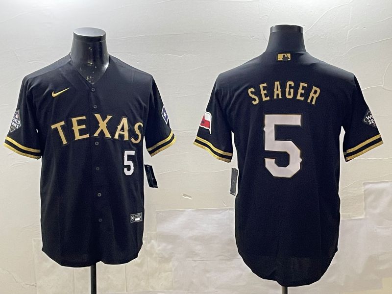 Men Texas Rangers #5 Seager Black Gold Game 2025 Nike MLB Jersey style 2->texas rangers->MLB Jersey